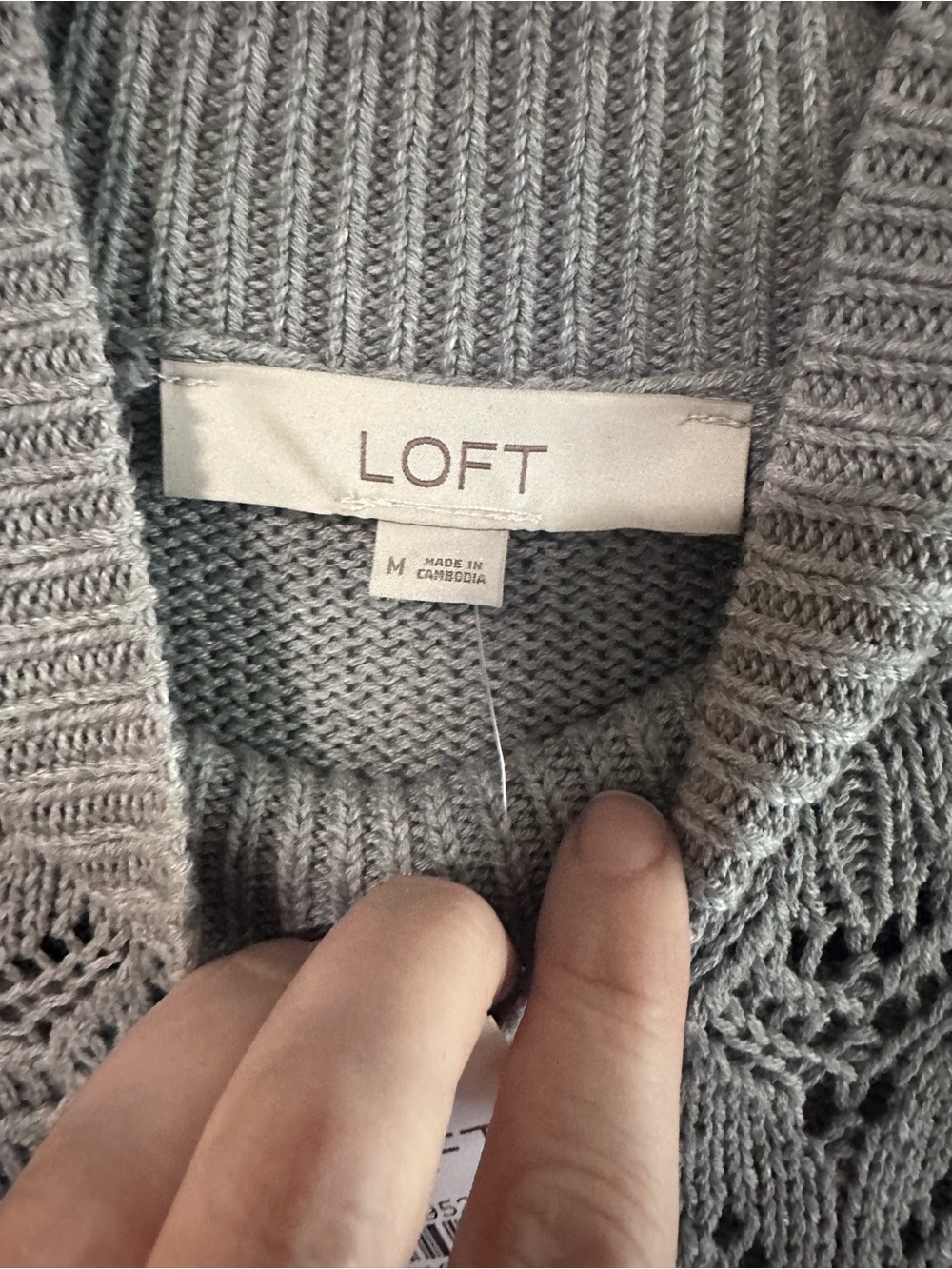 J. Crew NWT Gray Pointelle Flare-Sleeve Sweater sz Med - Picture 5 of 8